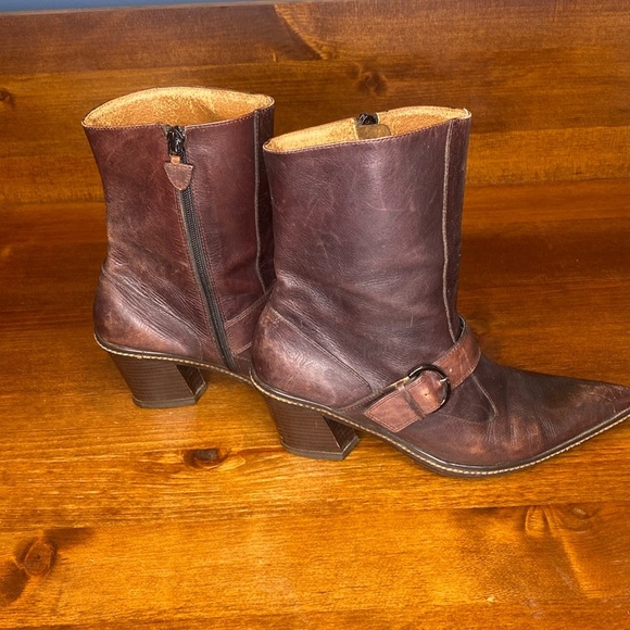 Vintage Desmo 90s classic brown weathered western leather boots bootie size US 7 - Picture 3 of 15